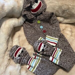 Kids Brown Sock Monkey Matching Set